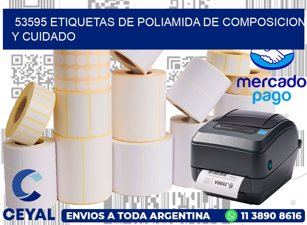 53595 etiquetas de poliamida de composicion y cuidado