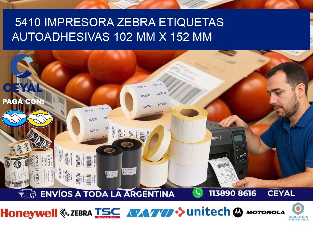 5410 impresora zebra etiquetas autoadhesivas 102 mm x 152 mm