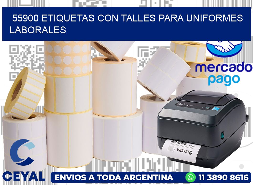 55900 etiquetas con talles para uniformes laborales
