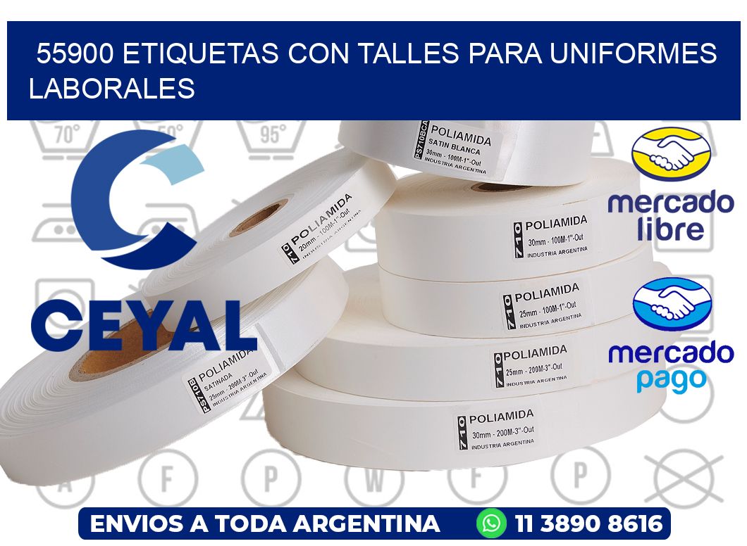55900 etiquetas con talles para uniformes laborales