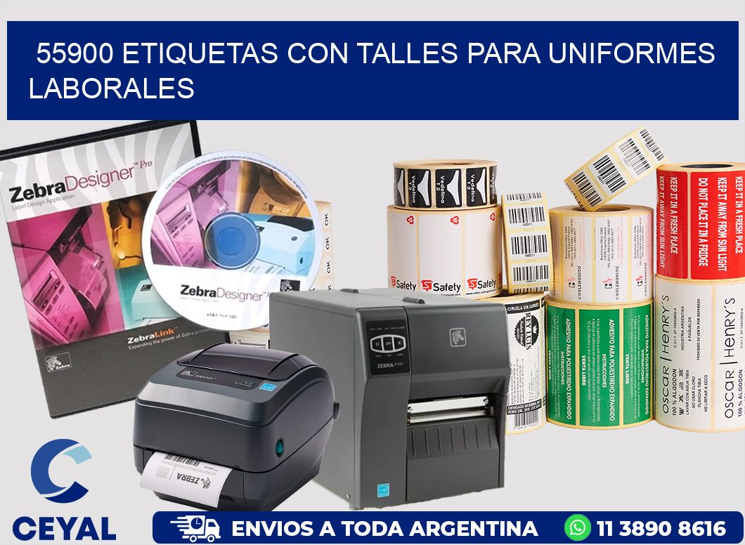 55900 etiquetas con talles para uniformes laborales