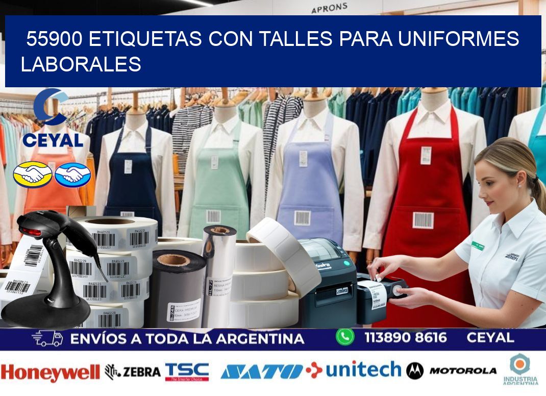 55900 etiquetas con talles para uniformes laborales