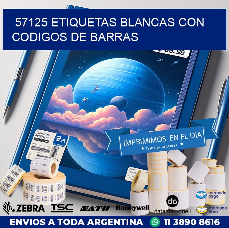 57125 etiquetas blancas con codigos de barras
