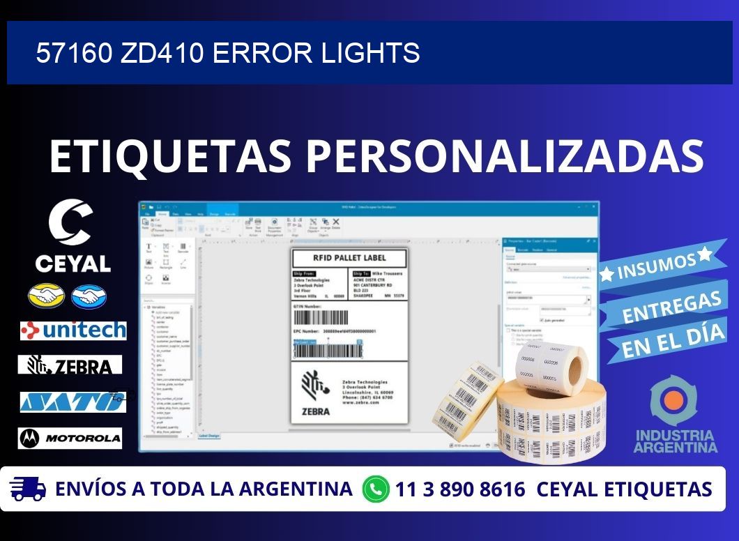 57160 ZD410 error lights