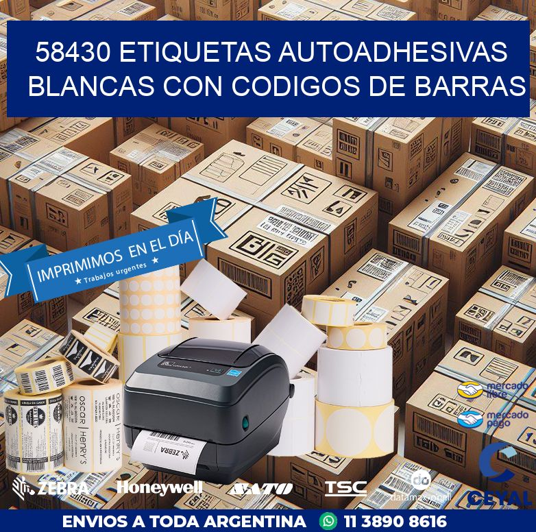58430 etiquetas autoadhesivas blancas con codigos de barras