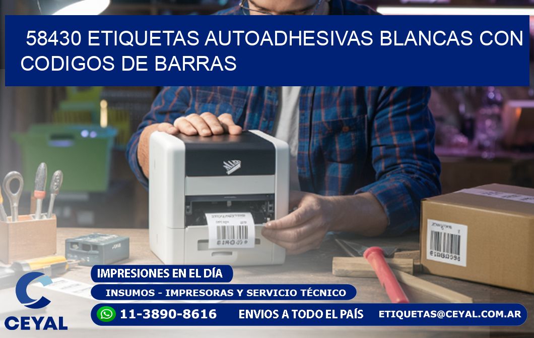 58430 etiquetas autoadhesivas blancas con codigos de barras