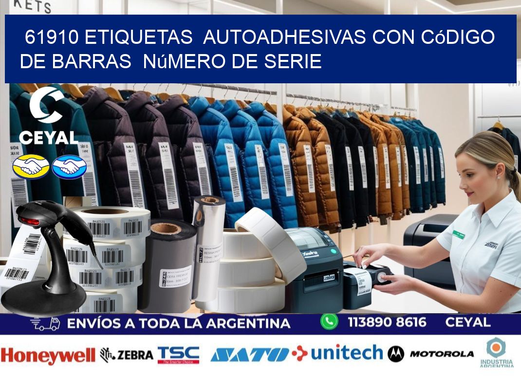 61910 etiquetas  autoadhesivas con código de barras  número de serie