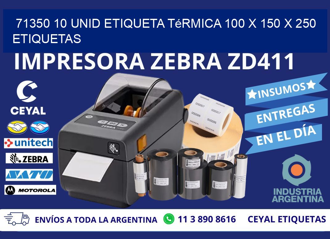 71350 10 Unid Etiqueta Térmica 100 x 150 x 250 etiquetas