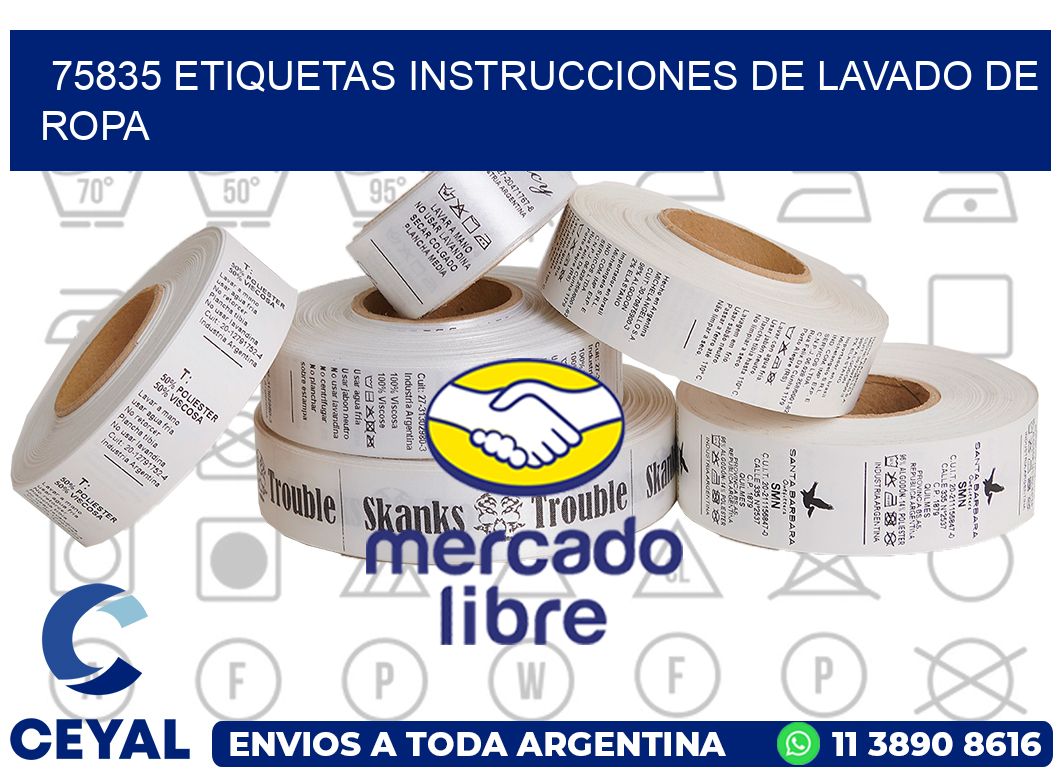 75835 etiquetas instrucciones de lavado de ropa