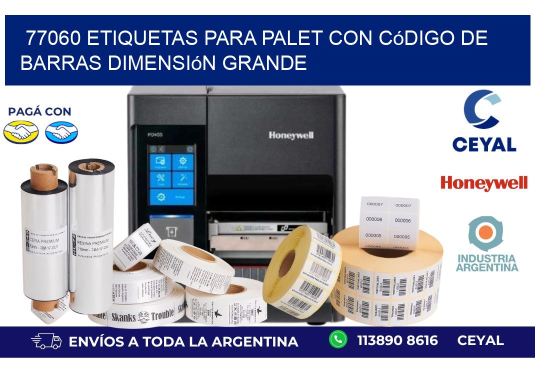 77060 etiquetas para palet con código de barras dimensión grande
