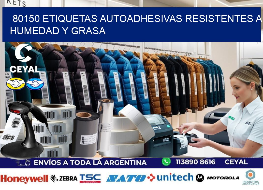 80150 etiquetas autoadhesivas resistentes a humedad y grasa