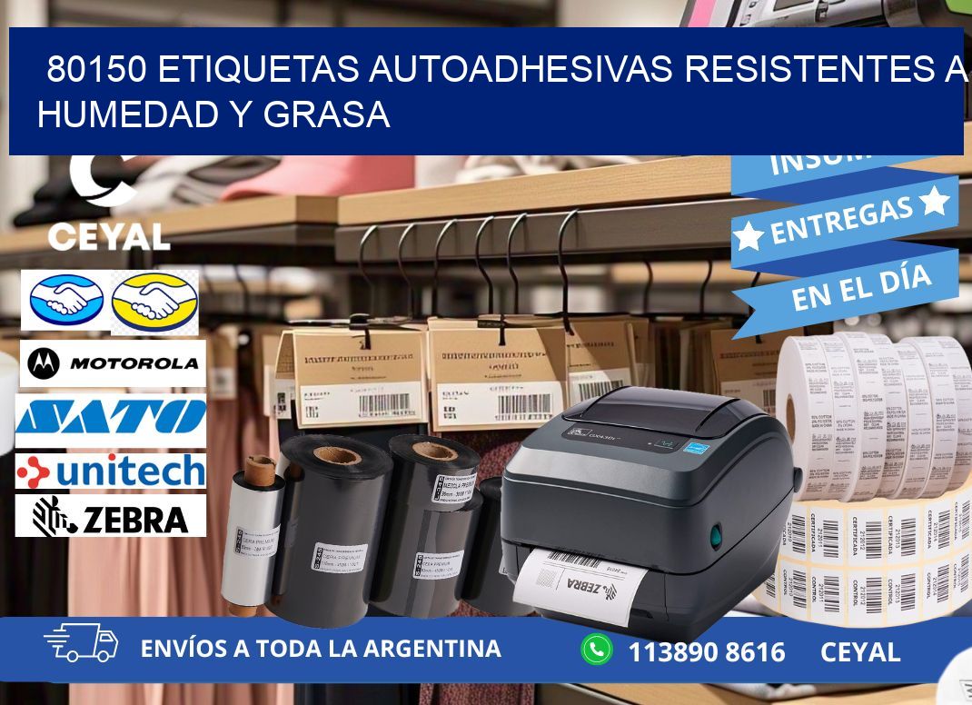 80150 etiquetas autoadhesivas resistentes a humedad y grasa