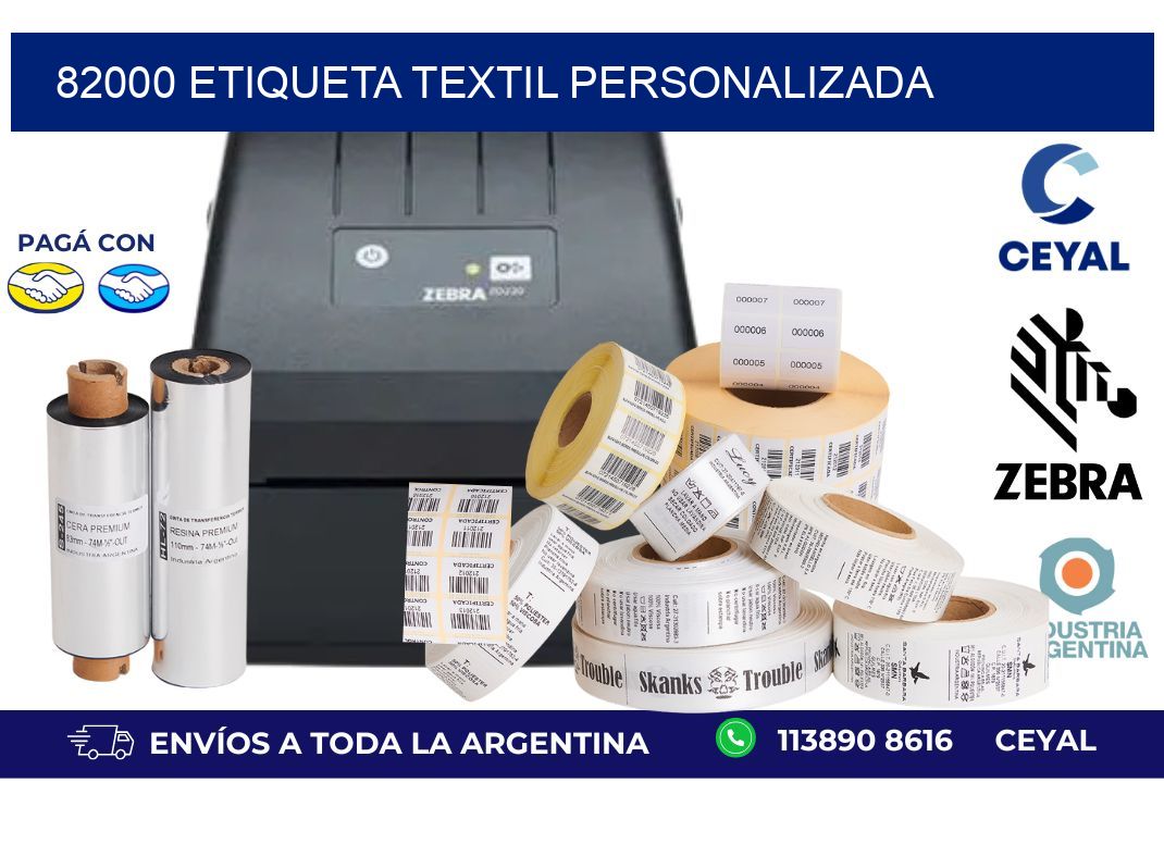 82000 Etiqueta textil personalizada