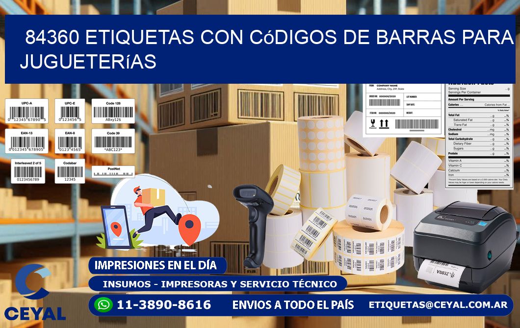 84360 etiquetas con códigos de barras para jugueterías