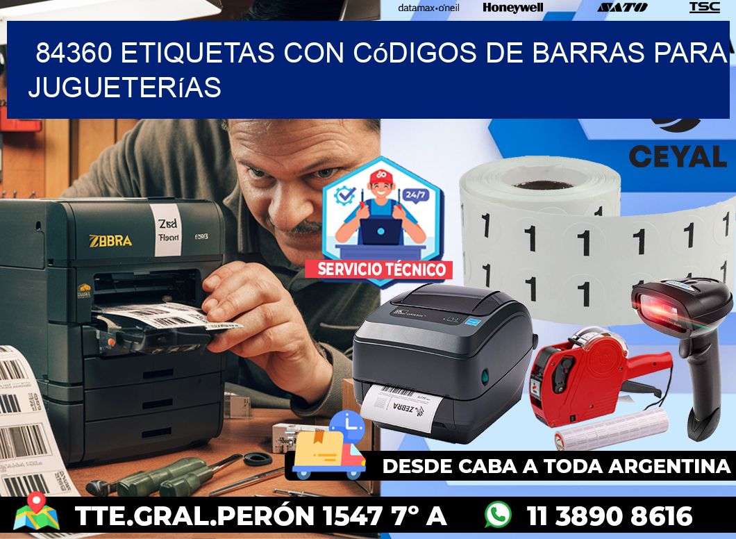 84360 etiquetas con códigos de barras para jugueterías