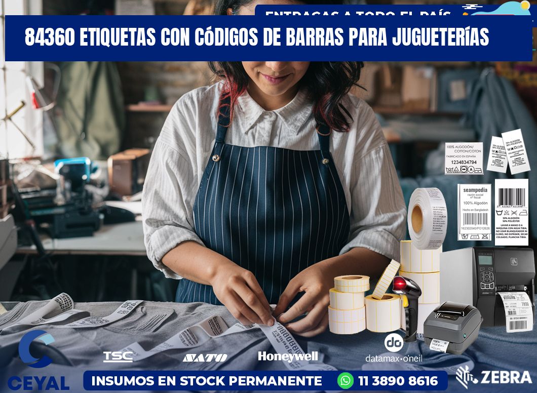84360 etiquetas con códigos de barras para jugueterías