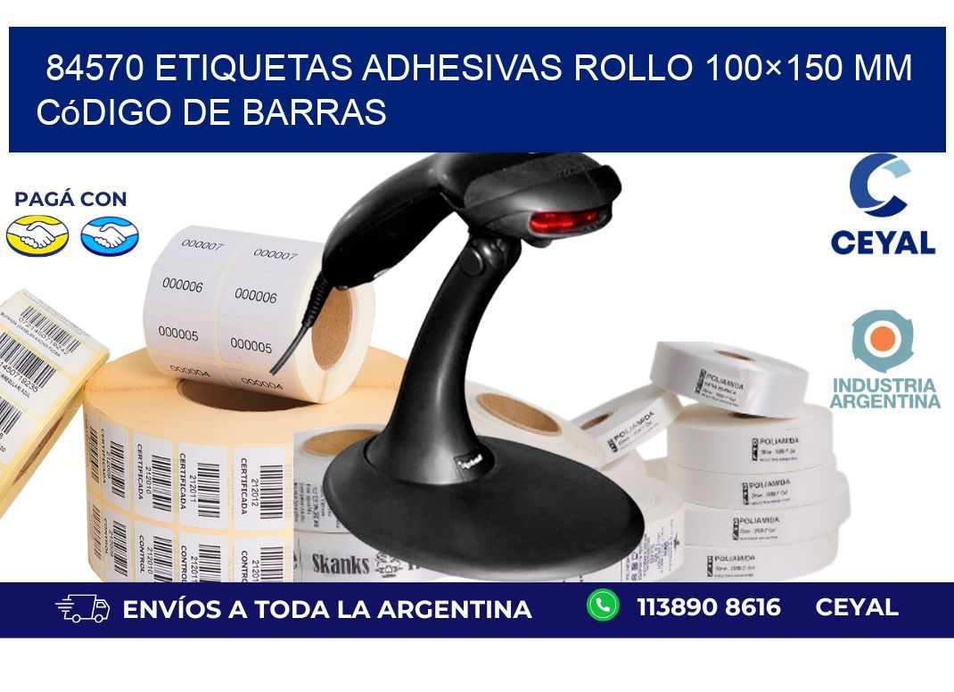 84570 etiquetas adhesivas rollo 100×150 mm código de barras