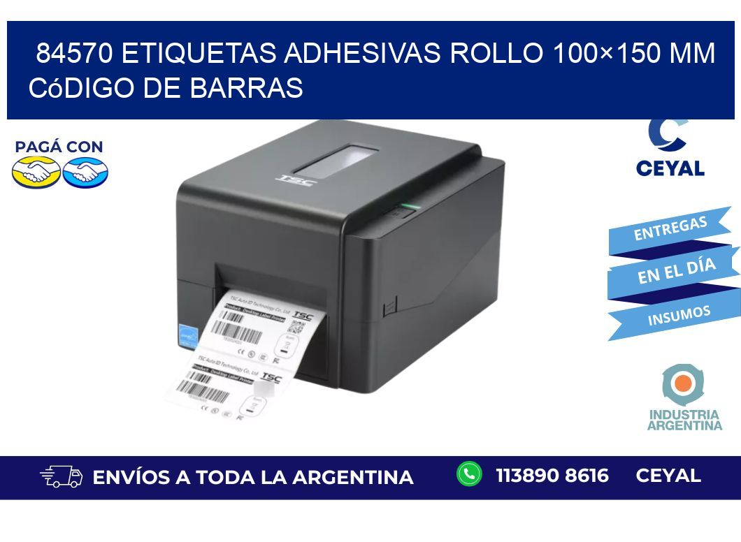 84570 etiquetas adhesivas rollo 100×150 mm código de barras