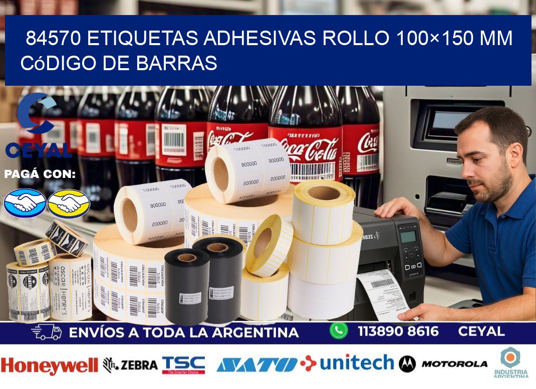 84570 etiquetas adhesivas rollo 100×150 mm código de barras