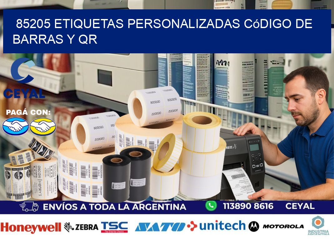 85205 etiquetas personalizadas código de barras y QR