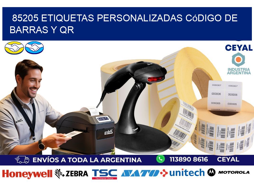 85205 etiquetas personalizadas código de barras y QR