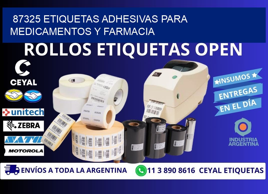 87325 Etiquetas adhesivas para medicamentos y farmacia