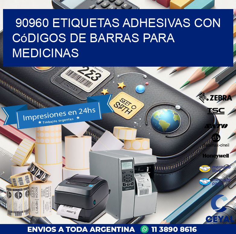 90960 etiquetas adhesivas con códigos de barras para medicinas