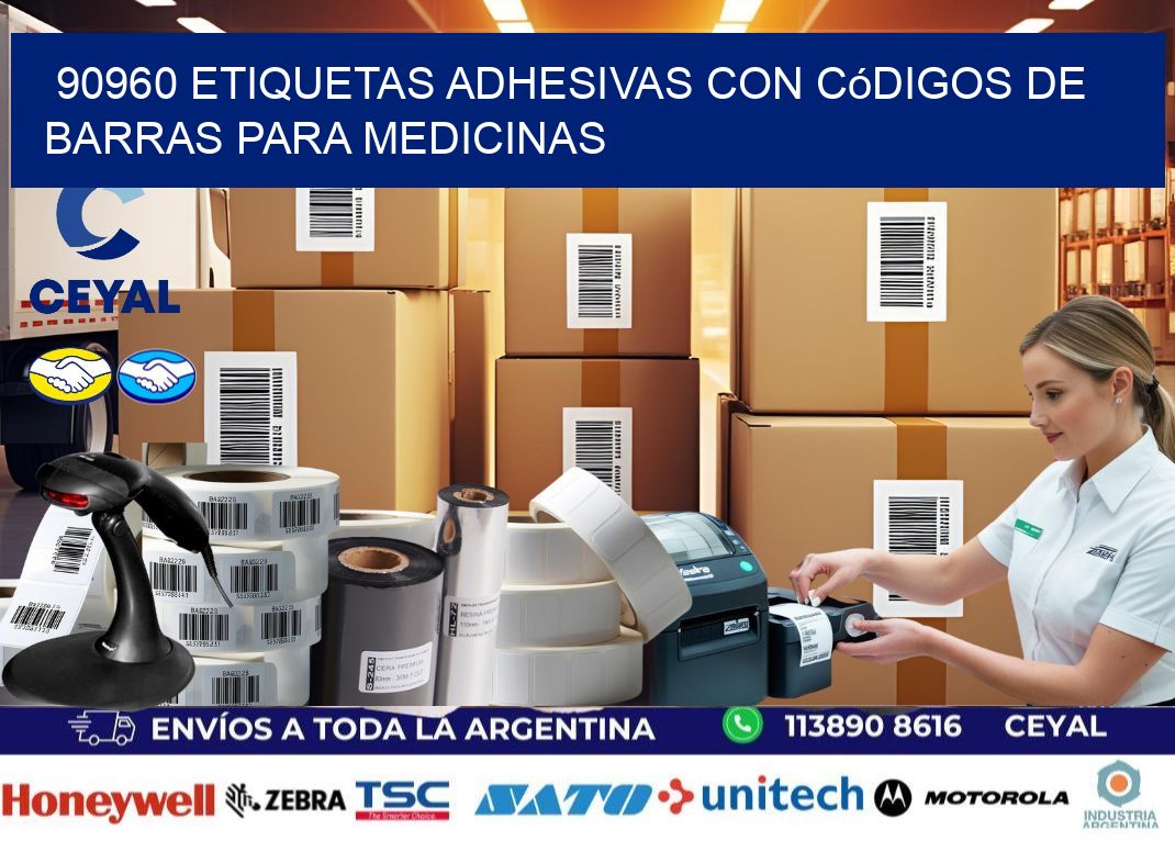 90960 etiquetas adhesivas con códigos de barras para medicinas