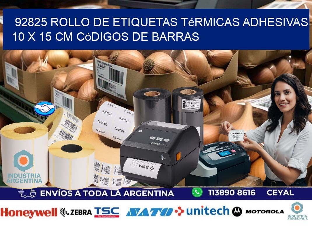 92825 Rollo de Etiquetas Térmicas Adhesivas 10 x 15 cm Códigos de Barras