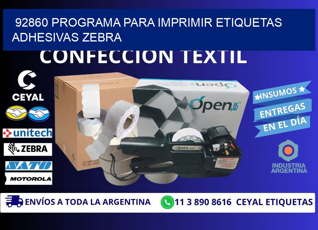 92860 Programa para imprimir etiquetas adhesivas zebra