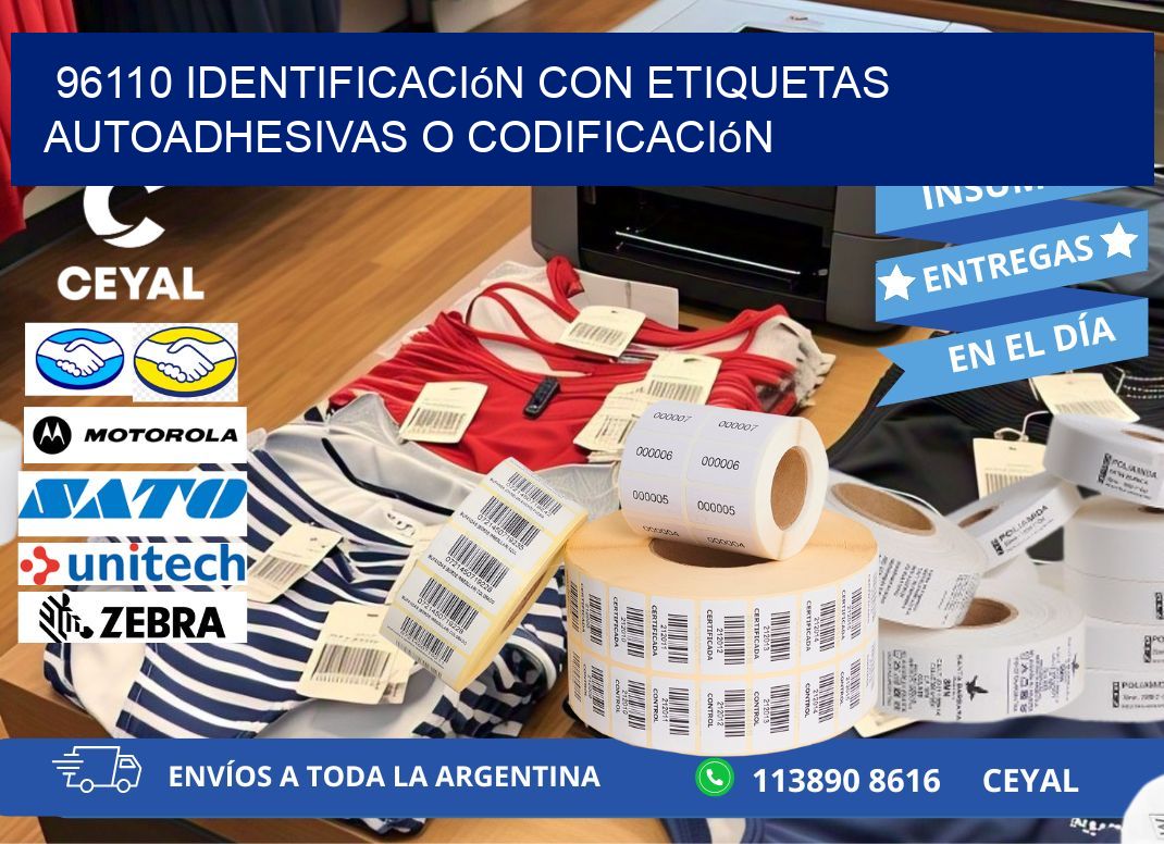96110 identificación con etiquetas autoadhesivas o codificación