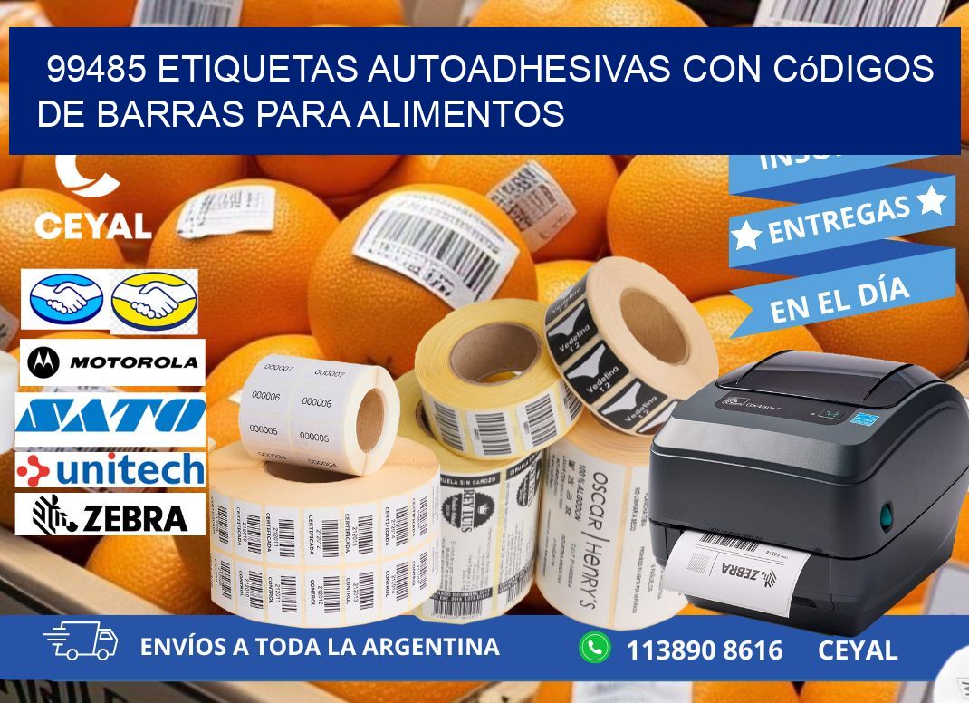99485 Etiquetas autoadhesivas con códigos de barras para alimentos