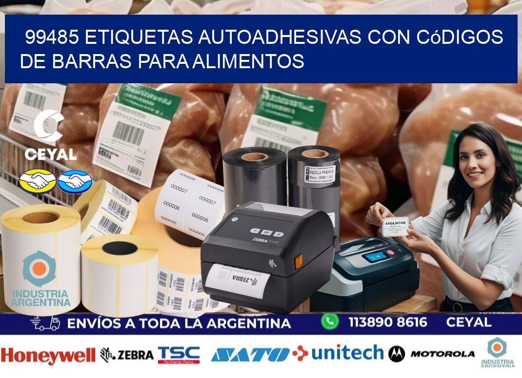 99485 Etiquetas autoadhesivas con códigos de barras para alimentos