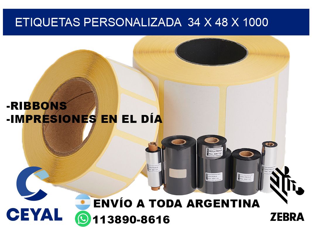 etiquetas personalizada  34 x 48 x 1000