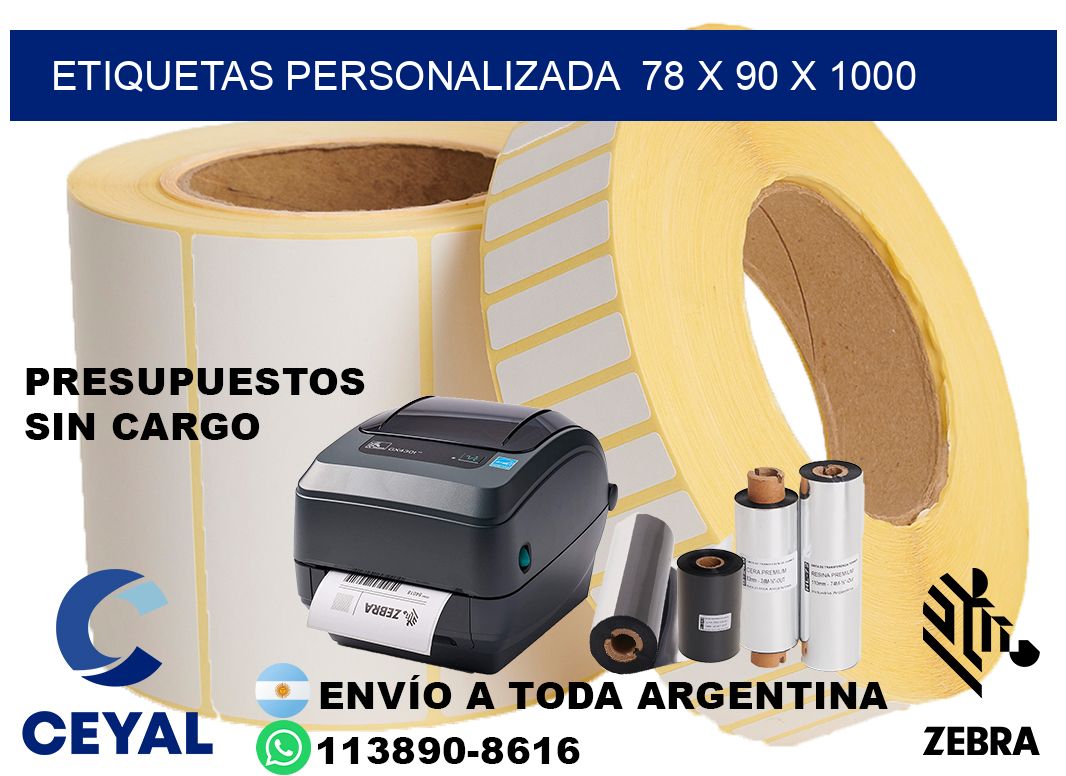 etiquetas personalizada  78 x 90 x 1000