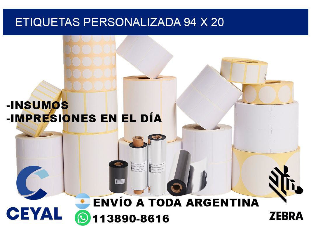 etiquetas personalizada 94 x 20
