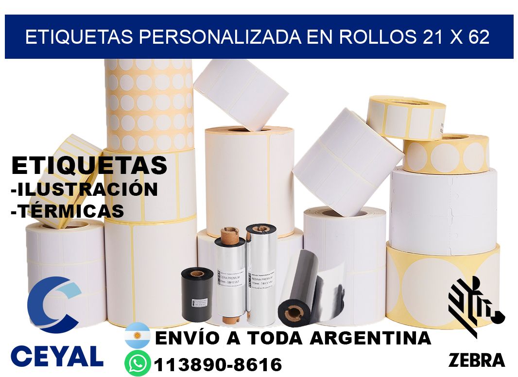 etiquetas personalizada en rollos 21 x 62