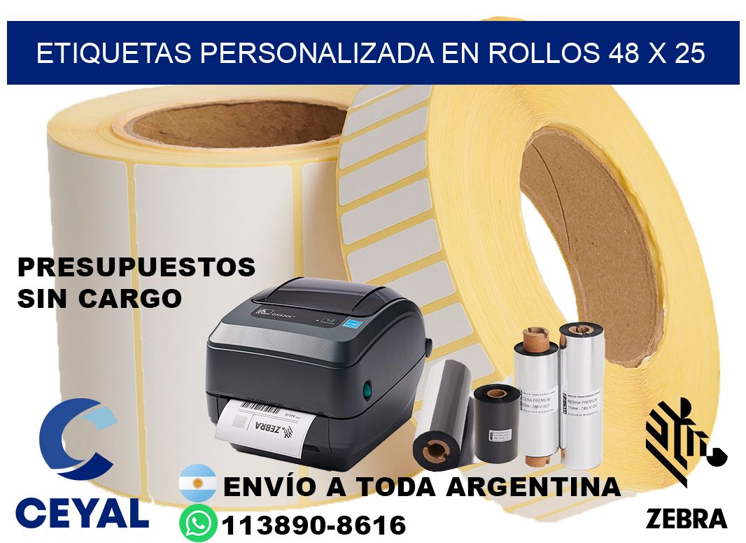 etiquetas personalizada en rollos 48 x 25