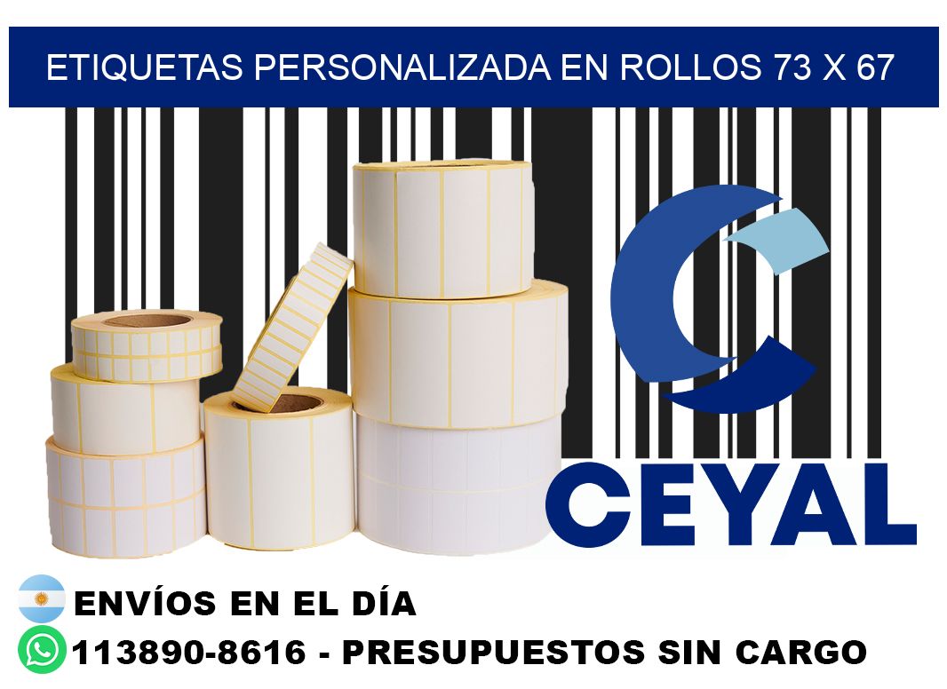 etiquetas personalizada en rollos 73 x 67