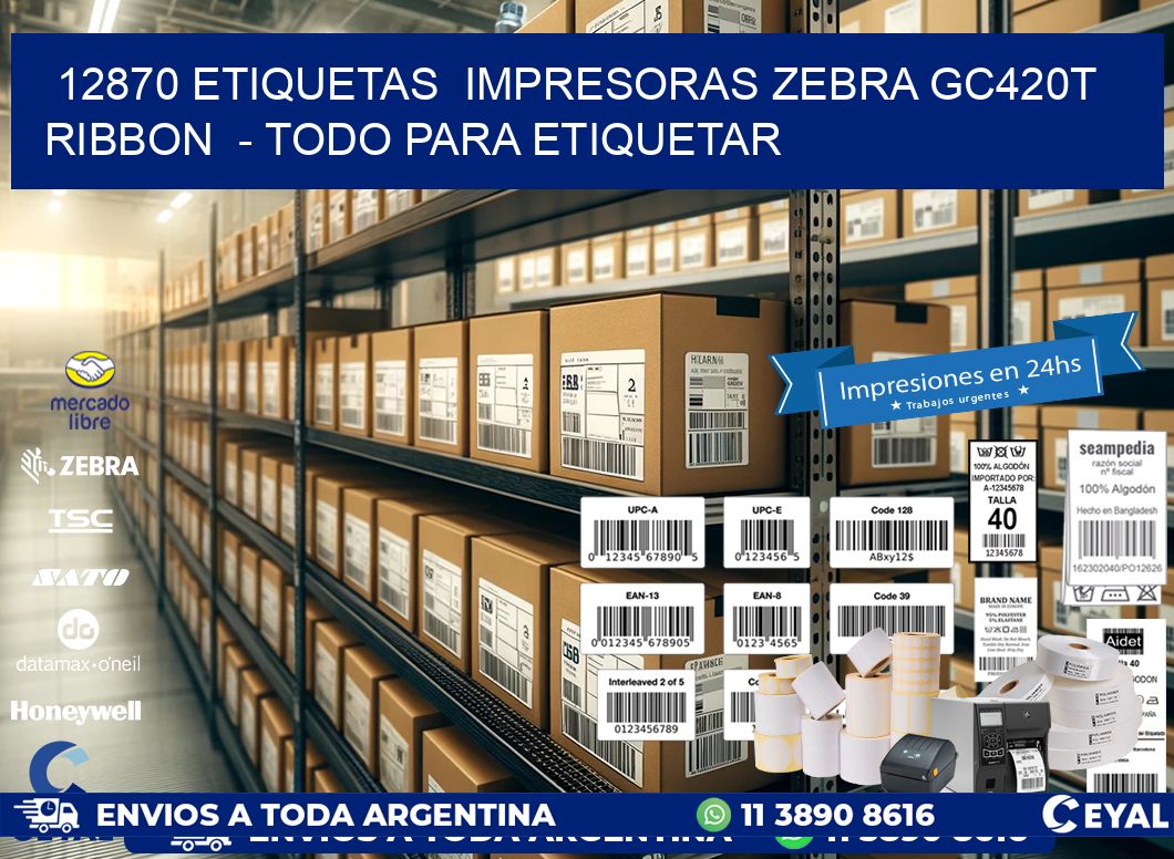 12870 etiquetas  impresoras zebra gc420t ribbon  - Todo para Etiquetar