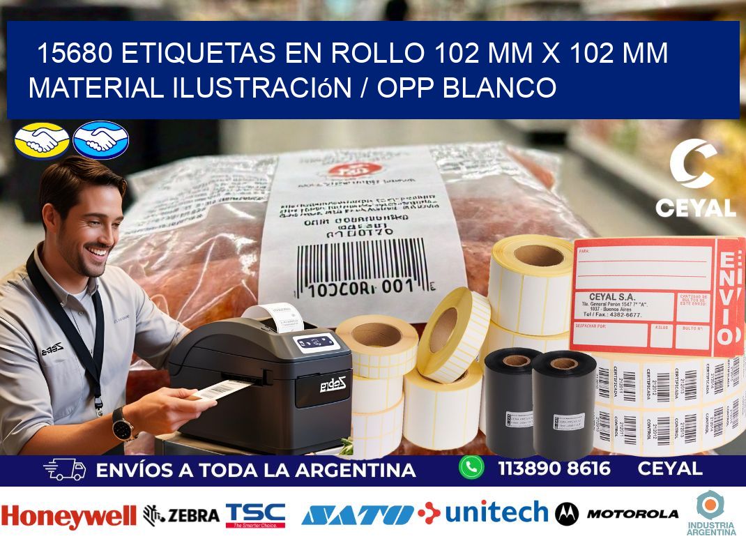 15680 Etiquetas en rollo 102 mm x 102 mm material Ilustración / OPP Blanco