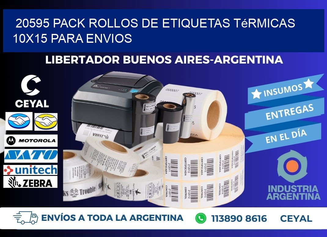 20595 pack rollos de etiquetas térmicas 10x15 para Envios