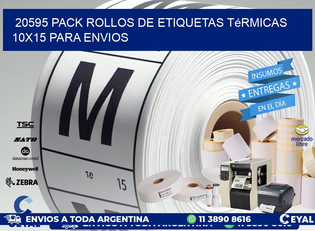 20595 pack rollos de etiquetas térmicas 10x15 para Envios