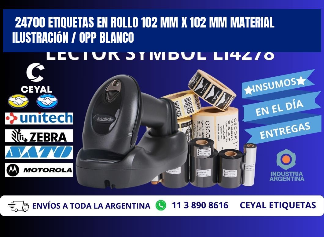 24700 Etiquetas en rollo 102 mm x 102 mm material Ilustración / OPP Blanco