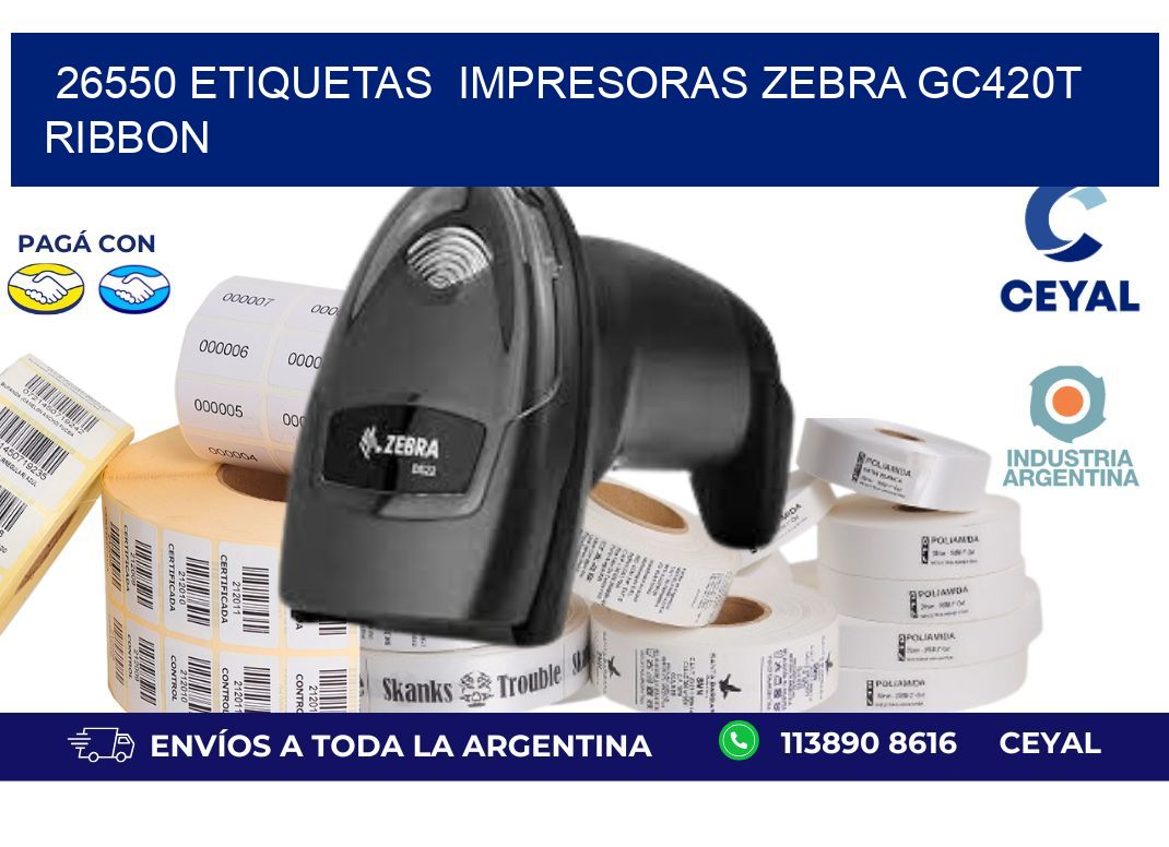 26550 etiquetas  impresoras zebra gc420t ribbon