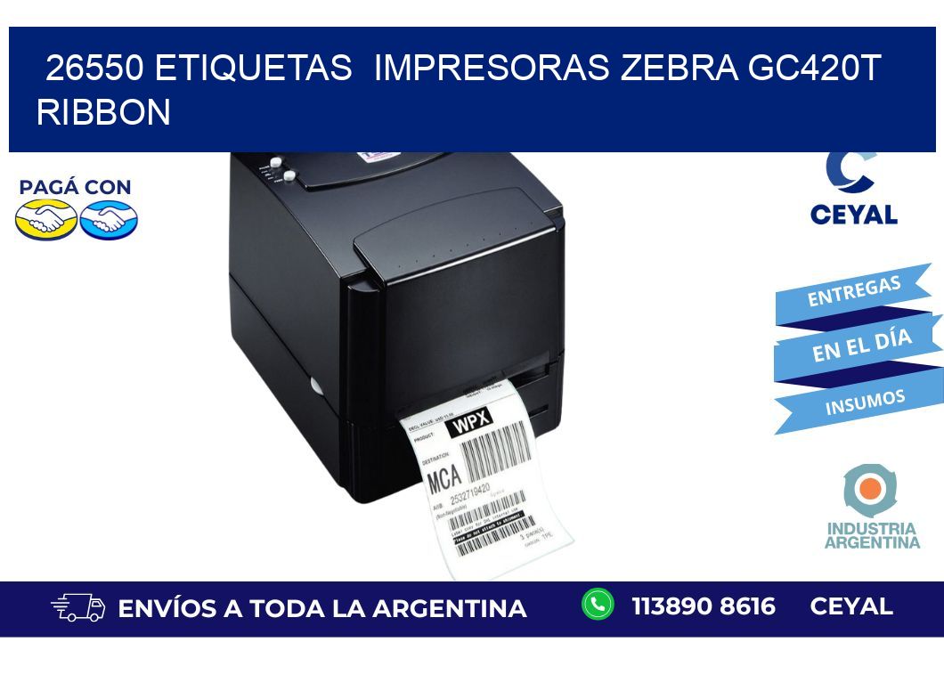 26550 etiquetas  impresoras zebra gc420t ribbon