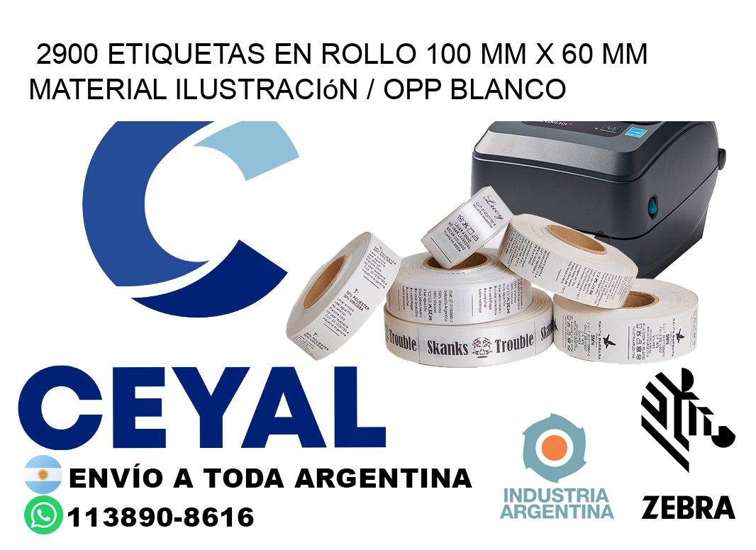 2900 Etiquetas en rollo 100 mm x 60 mm material Ilustración / OPP Blanco
