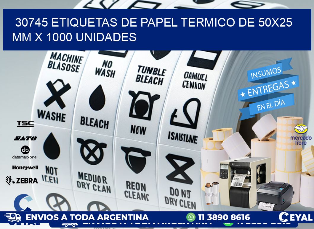 30745 Etiquetas De Papel Termico De 50x25 Mm X 1000 Unidades