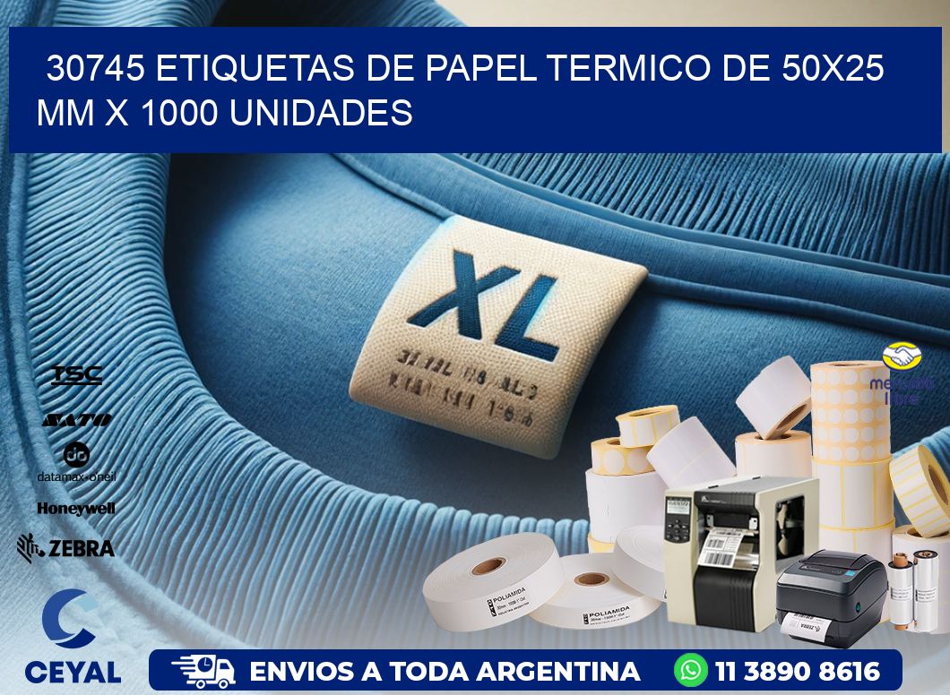 30745 Etiquetas De Papel Termico De 50x25 Mm X 1000 Unidades