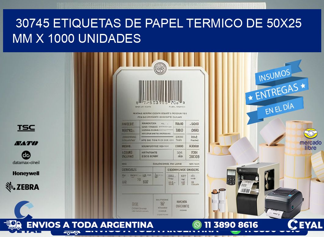 30745 Etiquetas De Papel Termico De 50x25 Mm X 1000 Unidades